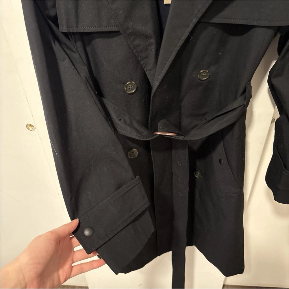 NWT J.Crew New Icon Trench Coat Black Hooded Hood Belt Jacket - Picture 9 of 9